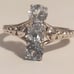 Sz 7.5 estate vintage 925 sterling silver blue topaz 3 vertical stone ring