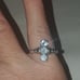 Sz 7.5 estate vintage 925 sterling silver blue topaz 3 vertical stone ring