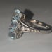 Sz 7.5 estate vintage 925 sterling silver blue topaz 3 vertical stone ring