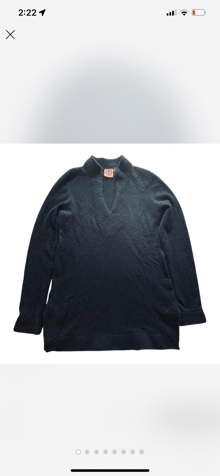 Tory Burch black cashmere tunic sweater, super soft, size Medium, long