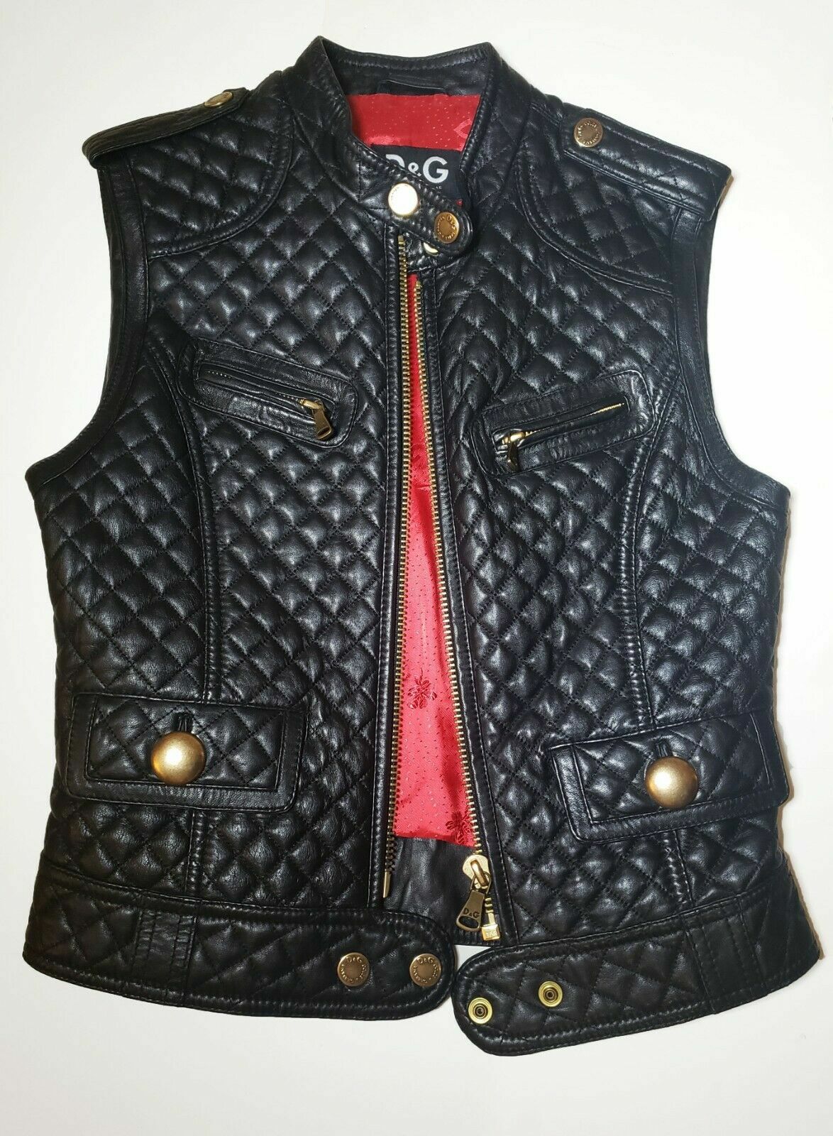 Dolce Gabbana Quilted Leather Vest Black