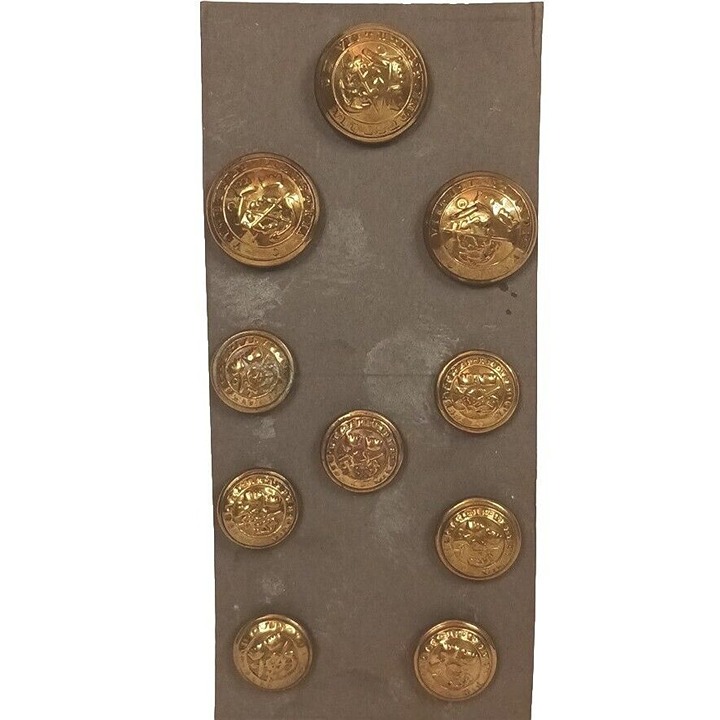 Royal Navy Uniform Buttons (Set Of 10) Good Condition