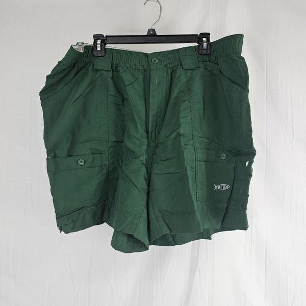 AFTCO Fishing Nylon Cargo Shorts Green Sz 46 The M01 Classic Fit Shorts 5 Inch