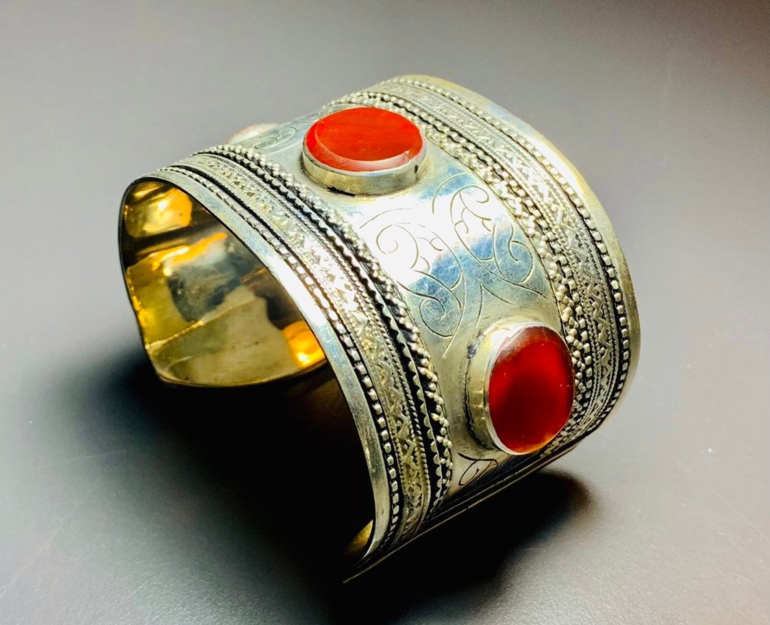 German Silver Red Coral Bracelet