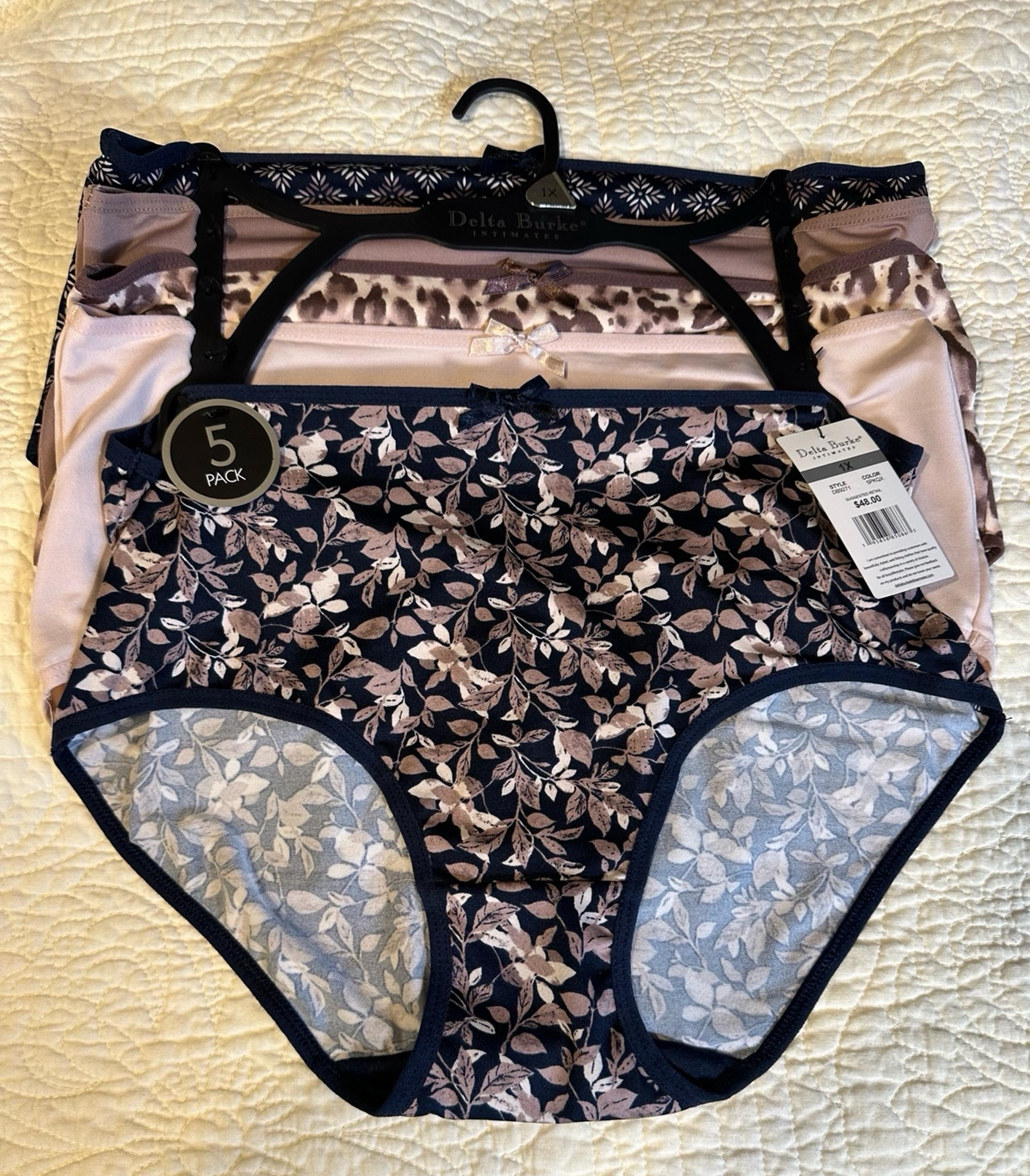 Delta Burke DB9271 Women's Brief Underwear Panties 5PK Size 1X NEW