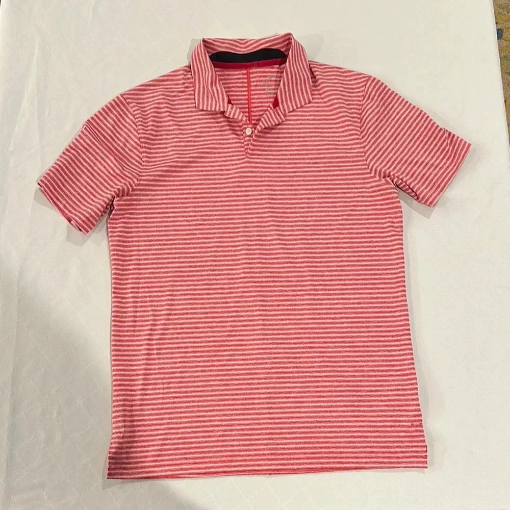 Nike TW Tiger Woods Vapor Dry Stripe Polo BQ6722 red small EUC