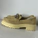 NAPOLEONI Italian Chunky Lug Sole Perforated Suede Chain Loafers Size 38