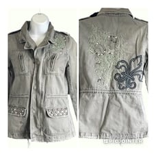 Miss Me Army Green Distressed Jacket S