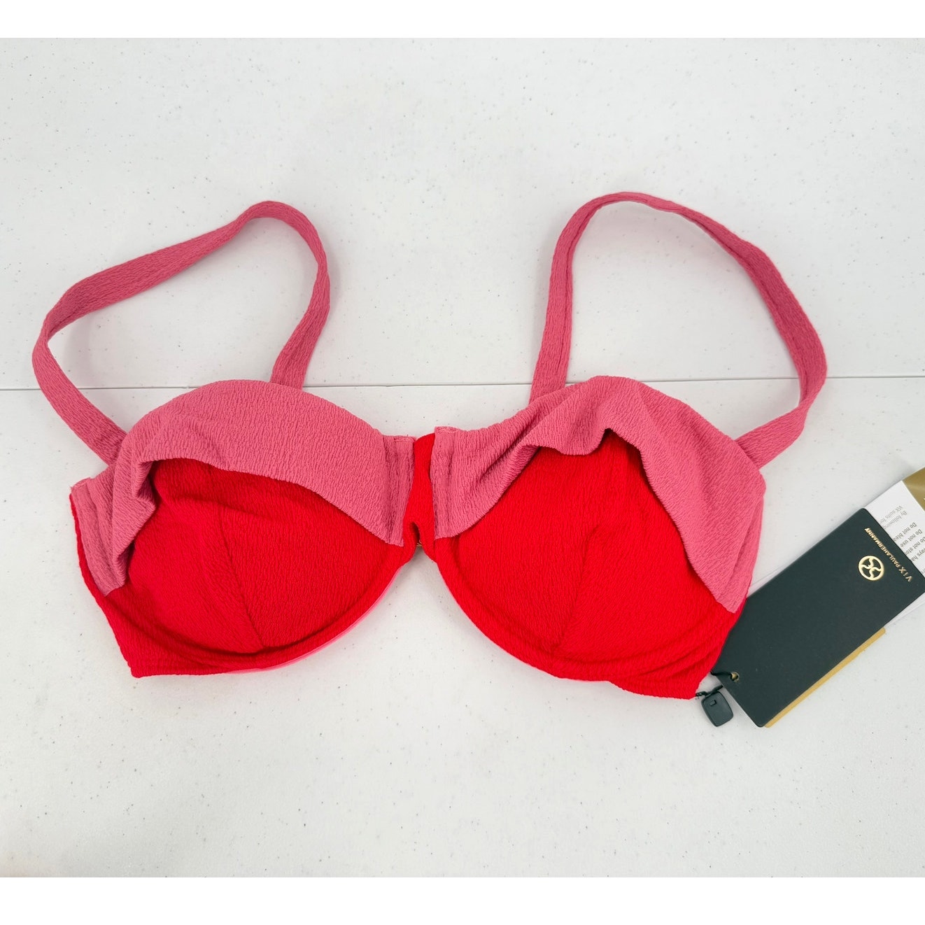 NWT Vix by Paula Hermanny Solid Jade Bikini Top Pink Size XL