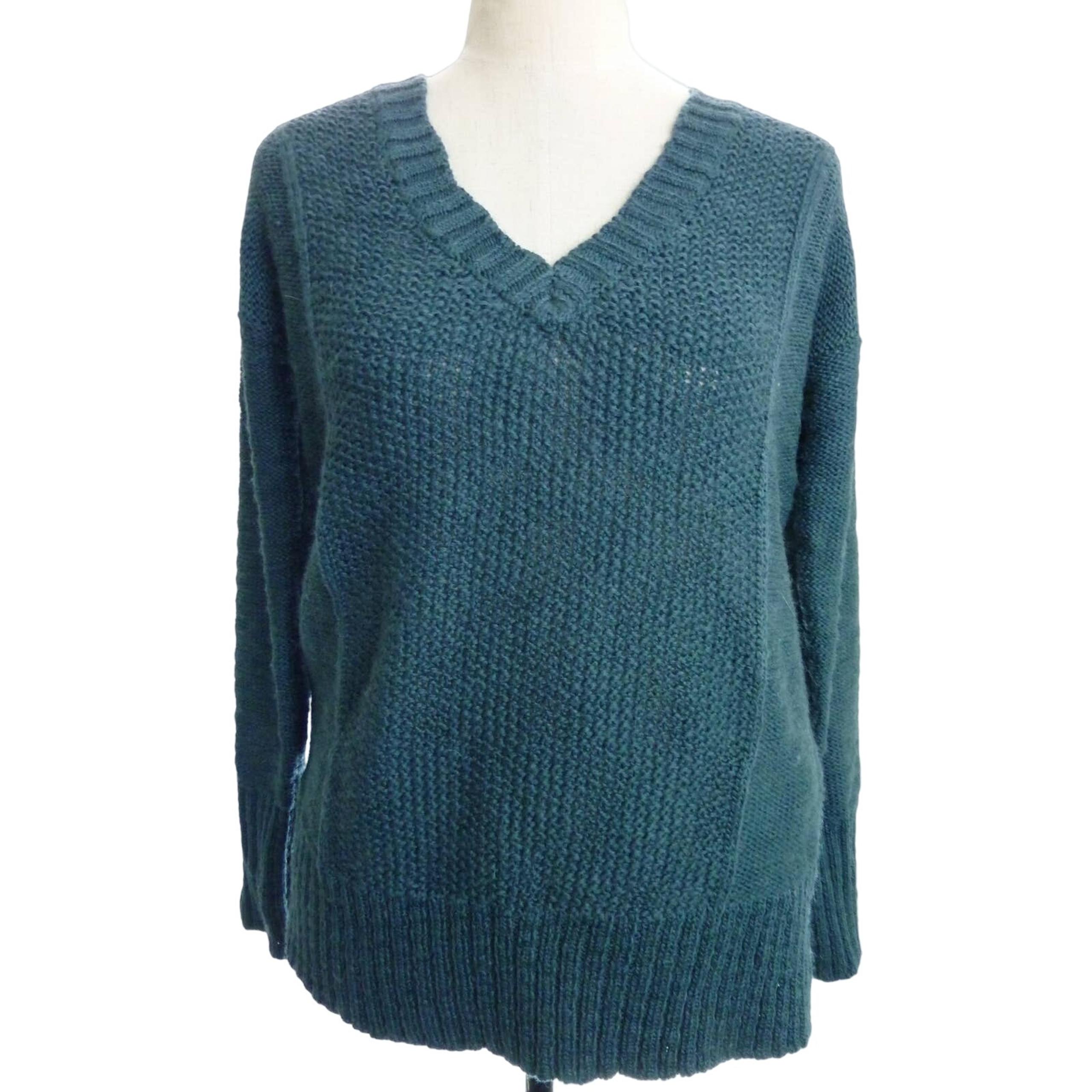 Hollister Deep V Neck Wool Sweater Green Blue