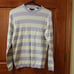 Ted Baker London Yellow & Gray Striped Crewneck Sweater Medium