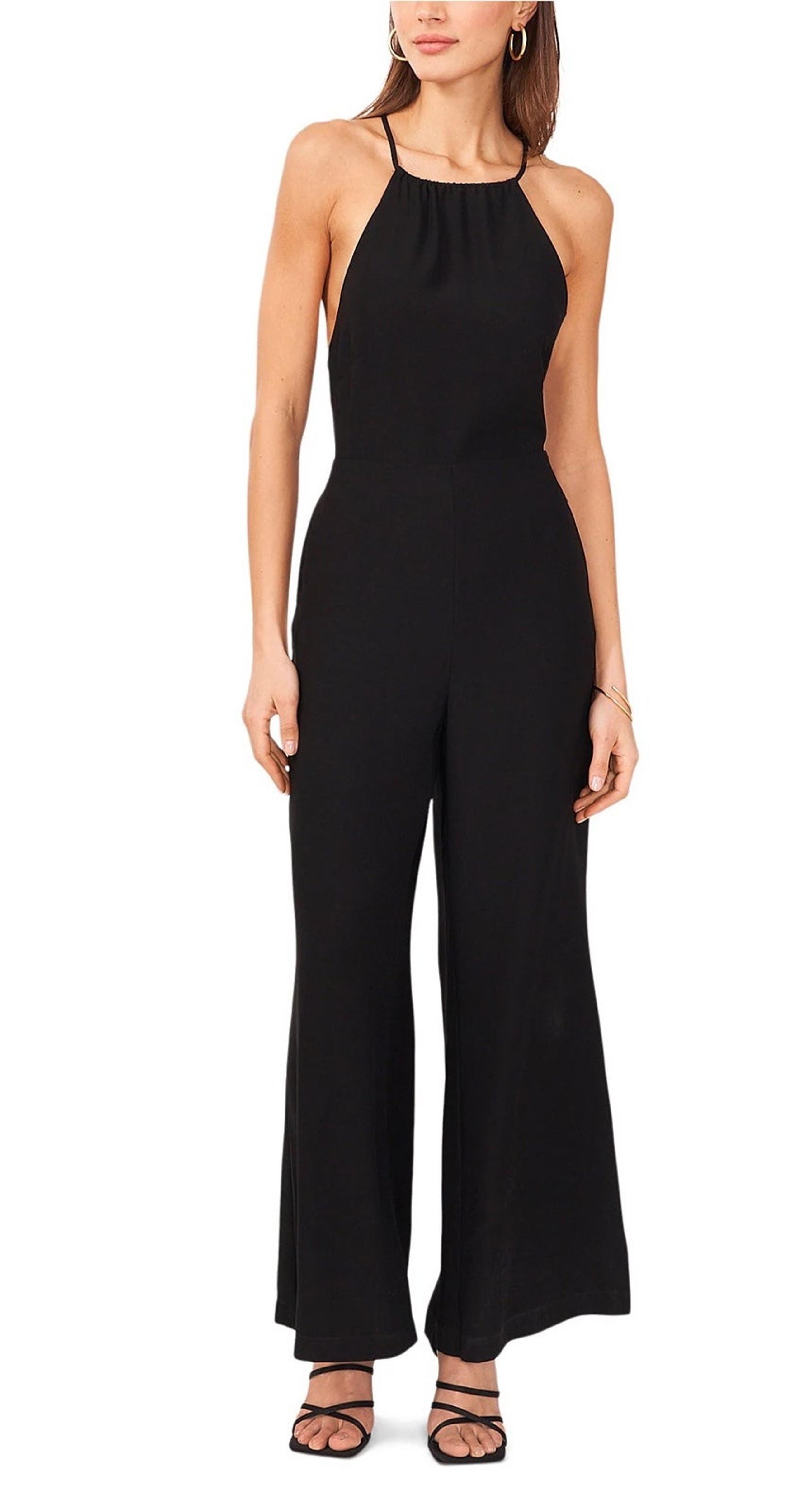 NWT 1. STATE Sleeveless Twill Wide Leg WOMENS  Jumpsuit RICH BLACK SIZE XS