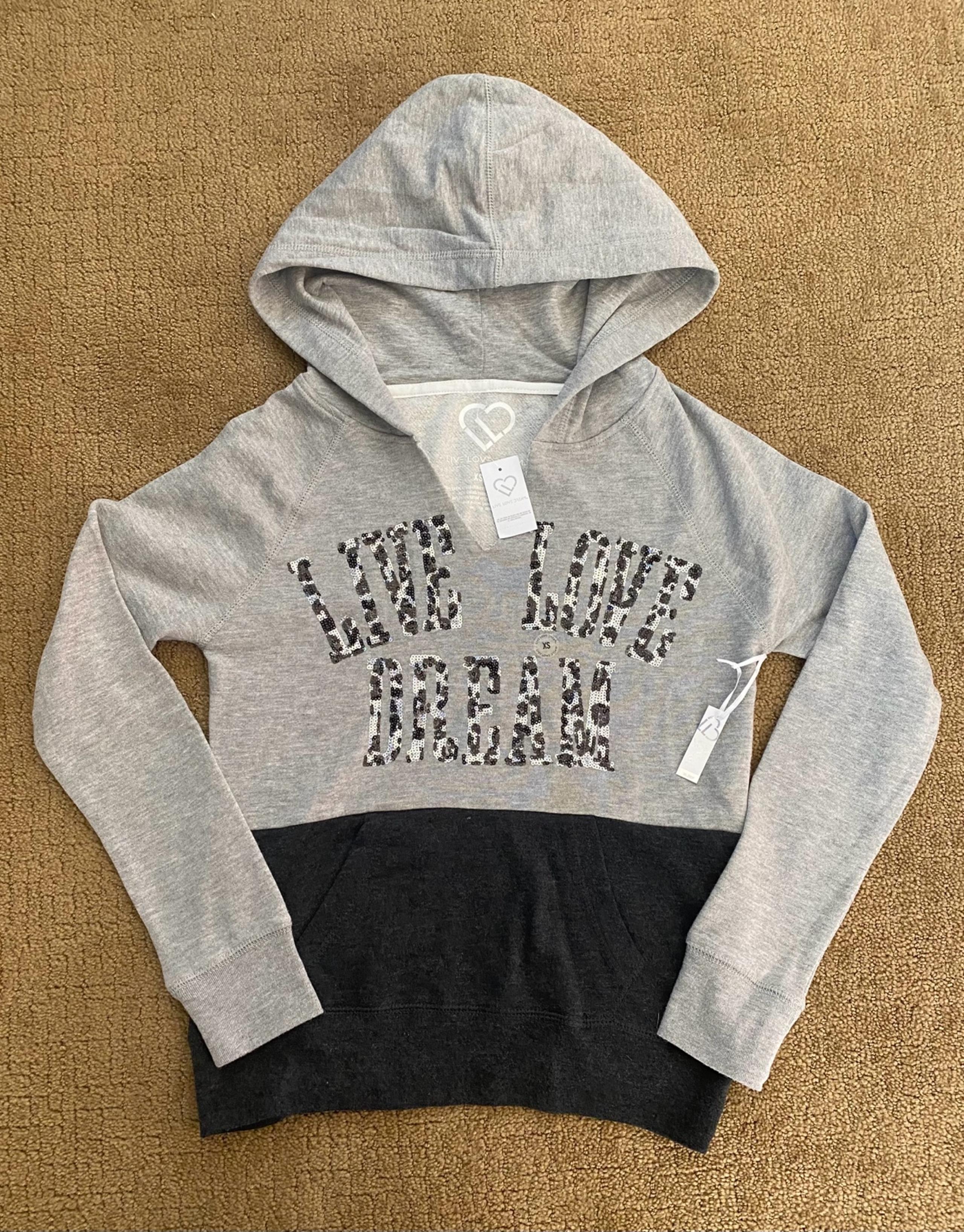 Aeropostale Live Love Dream Womens Gray Hoodie Sequin Pullover Size XS Gray