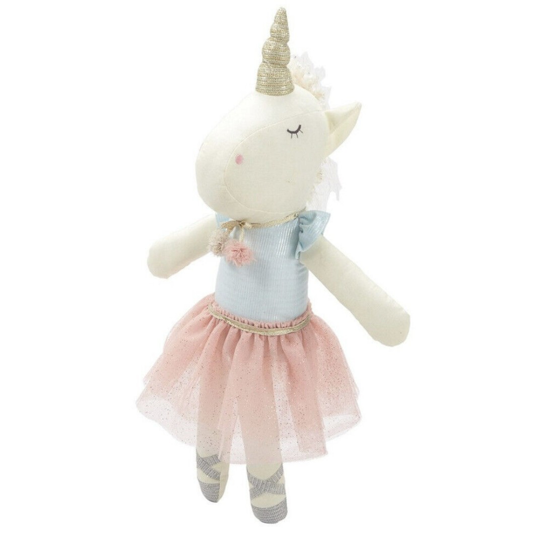 Mud Pie 16 Cream & Pink Unicorn Ballerina Plush Doll Nursery Decor Girls 2018