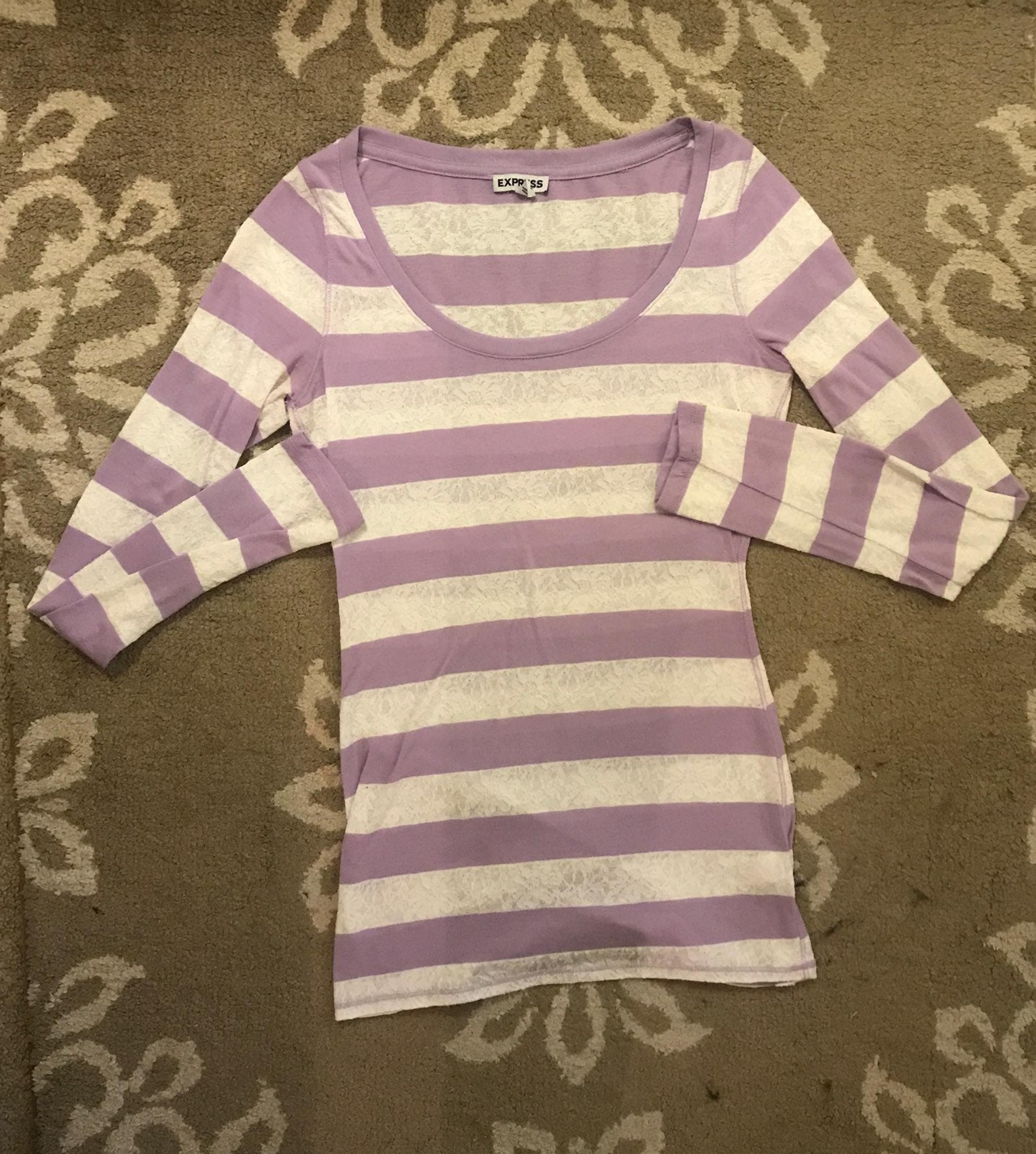 Purple & White Striped Long Sleeve