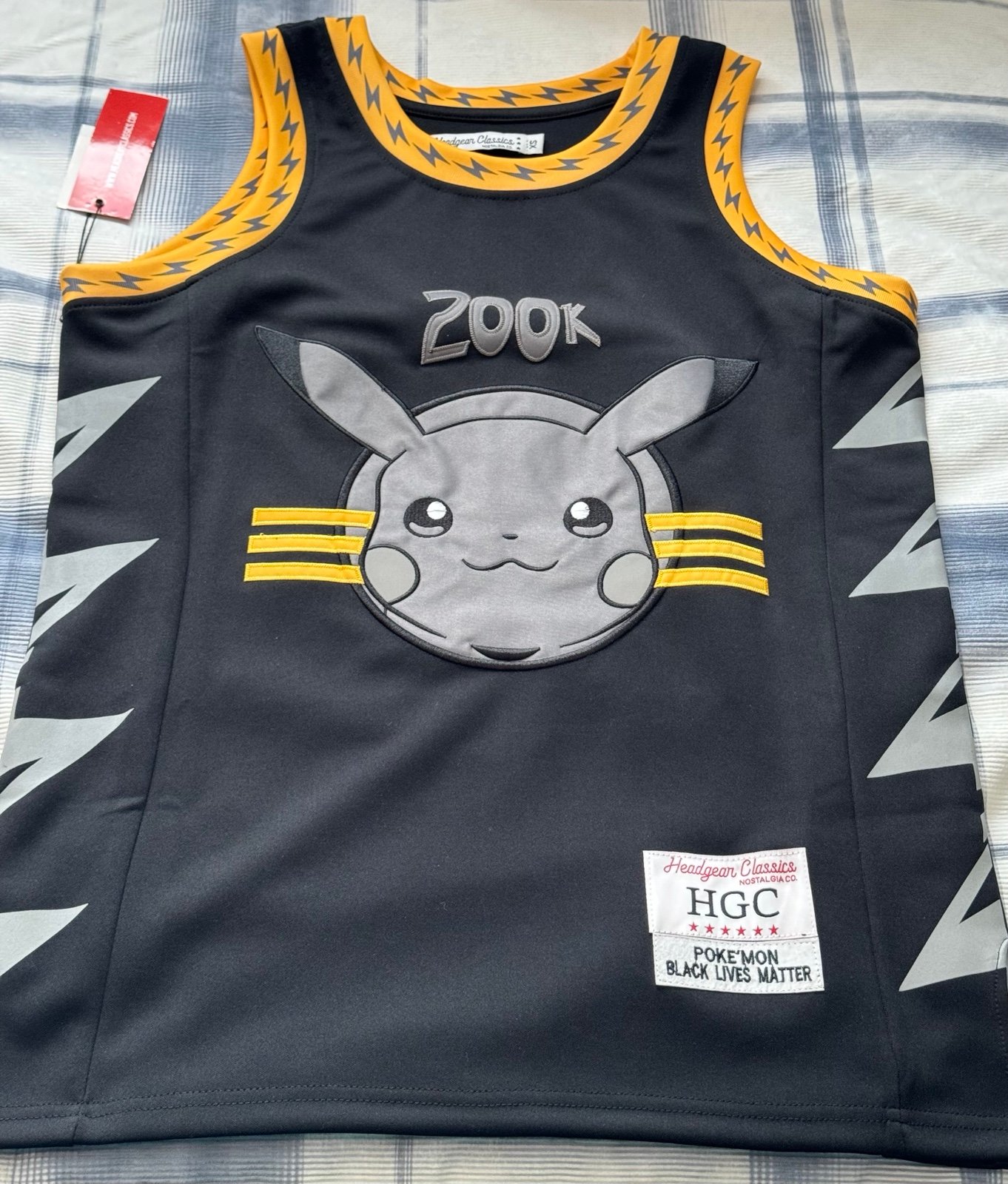 Pikachu 200k BLM Basketball Headgear Classics Embroidered Jersey Size XS