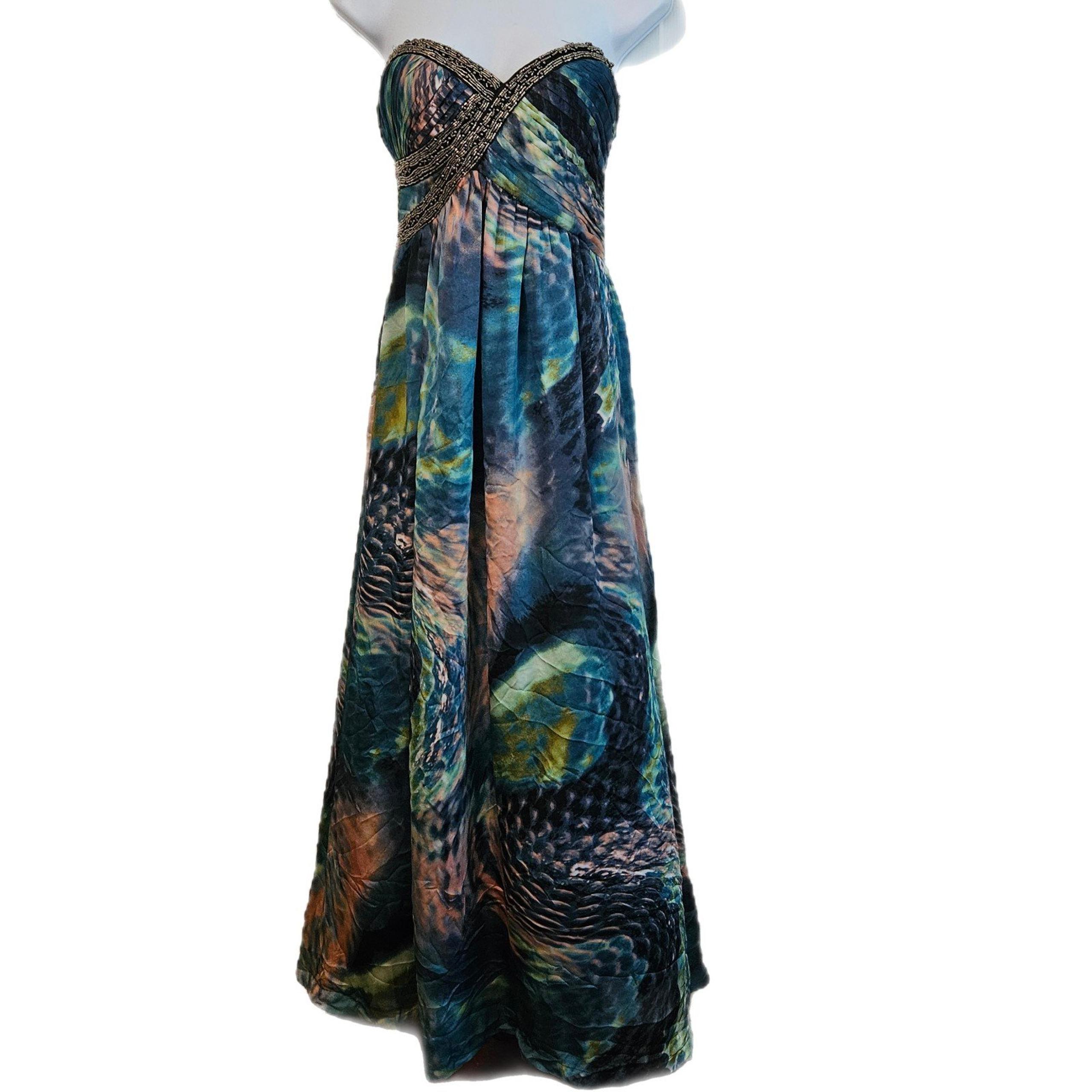 Little Mistress Strapless Maxi Beaded Botice Size 6