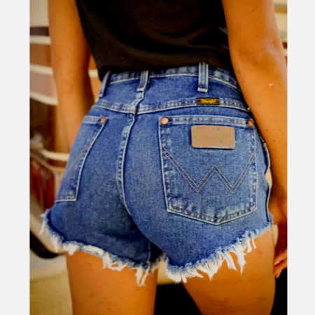 WRANGLER 30 Reworked Dark Stone Denim Cut Off Jean Shorts Western Free People