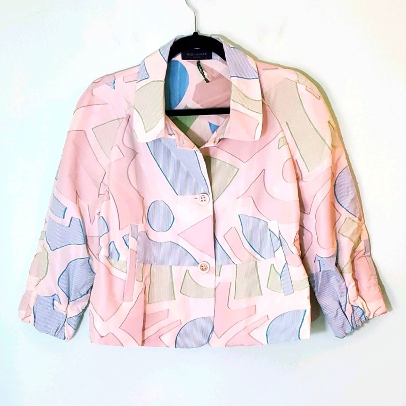 VINTAGE Piazza Sempione Modern Print Crop Blazer Size 44IT / US 8