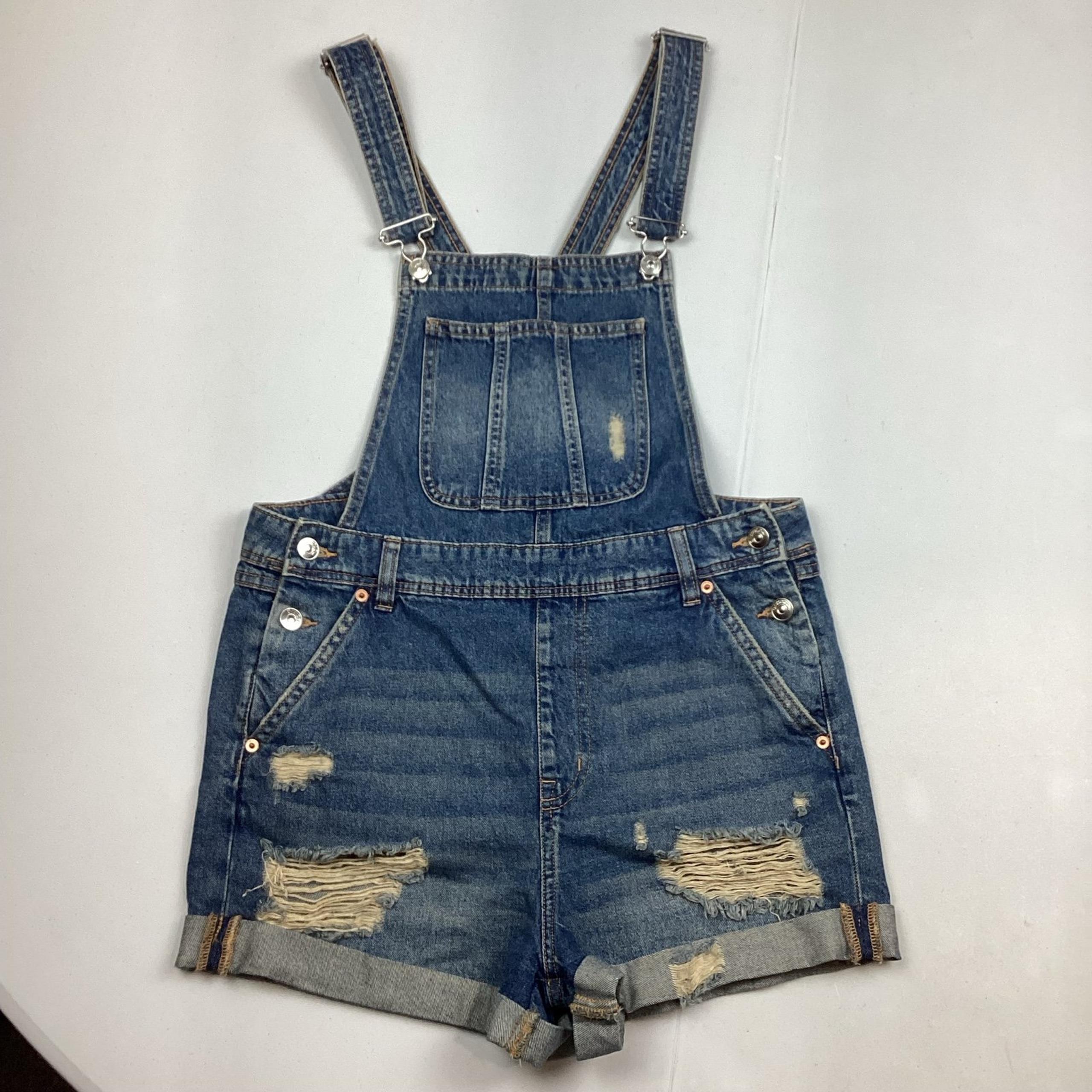 Blue Denim Jean Distressed Divided Shortalls Shorts Size 6