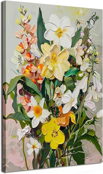 Floral Wall Art,Hand Painting Canvas Wall Art,Bathroom Wall Art,Flower Wall Art