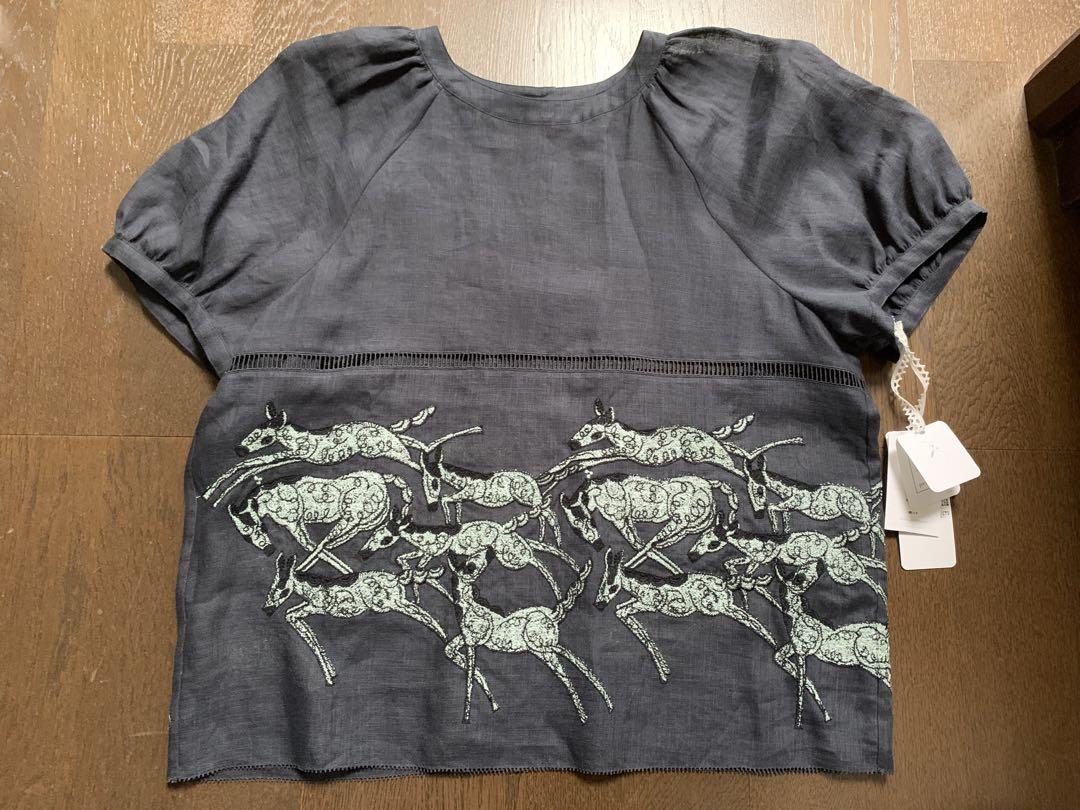 mina perhonen papurikko linen blouse charcoal 38 new