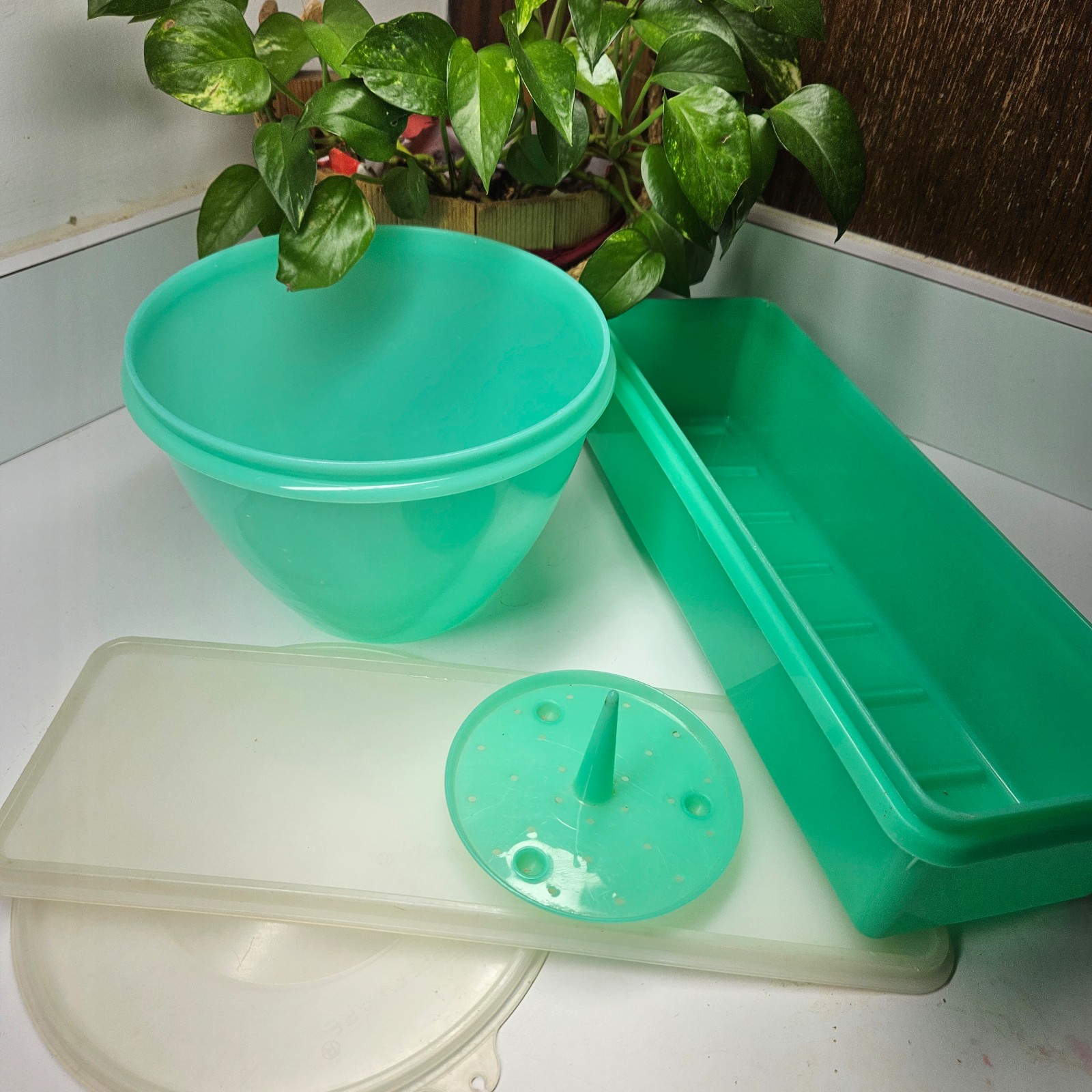 Vintage Tupperware Crisp-It Lettuce Vegetables Keeper Spike #679-18 #681-3 #892