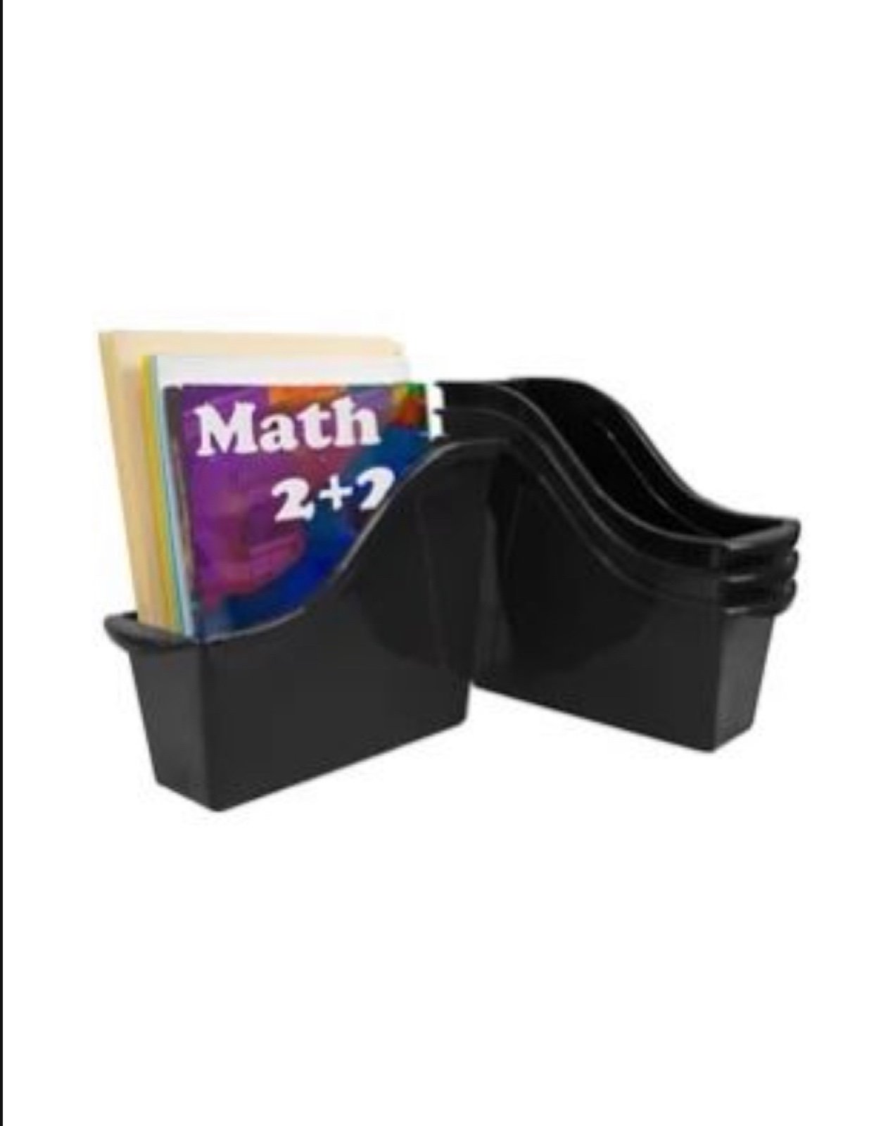 Black Plastic Book Storage Bins