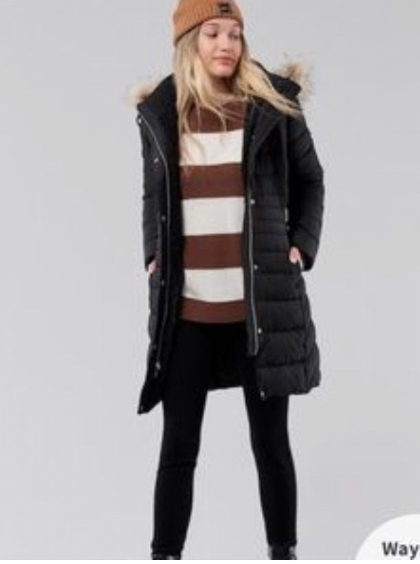 Like new hollister womens long coat black parka