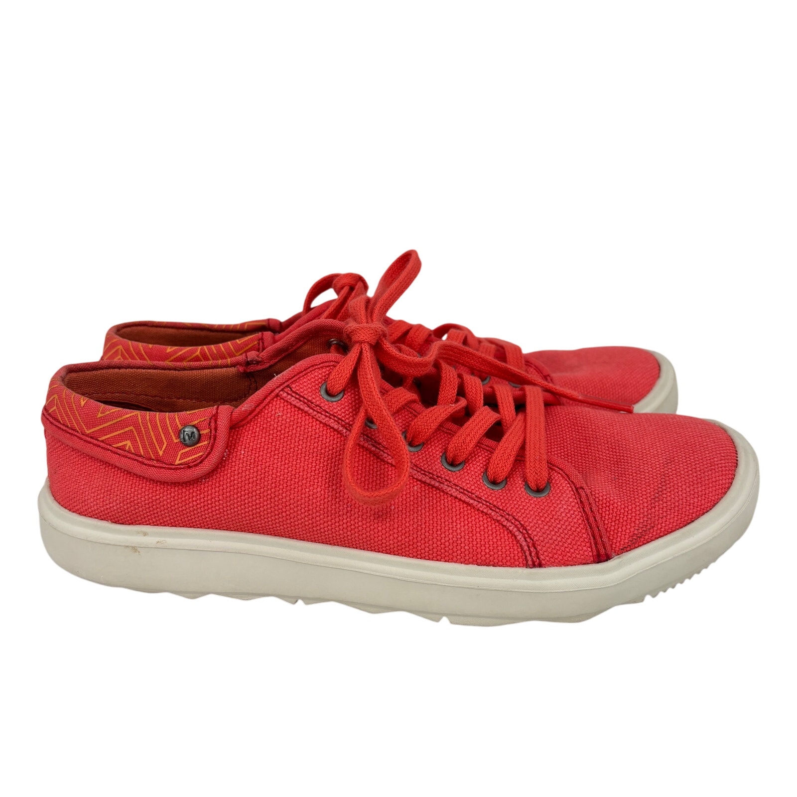 Merrell Sneakers Size 7 Hot Coral Around Town City Moc Canvas Lace Up Shoes