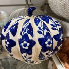 blue floral ceramic pumpkin !
