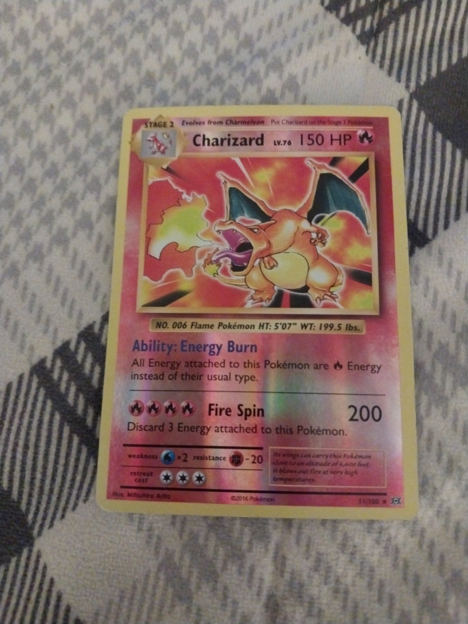 2016 Pokémon Charizard Stage 2 Full Holo Card Great Condition Adult Owned