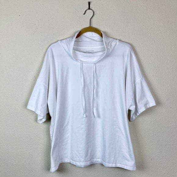 Eileen Fisher | White Cotton Jersey Funnel-Neck Boxy Top 1X