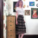 Vintage Indian Cotton Gauze Printed Skirt, 1970s Bohemian Block Print Midi, XS