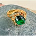 Vintage Lindenwold Green Cubic Zirconia 14K Gold Electroplate over Sterling 5.75