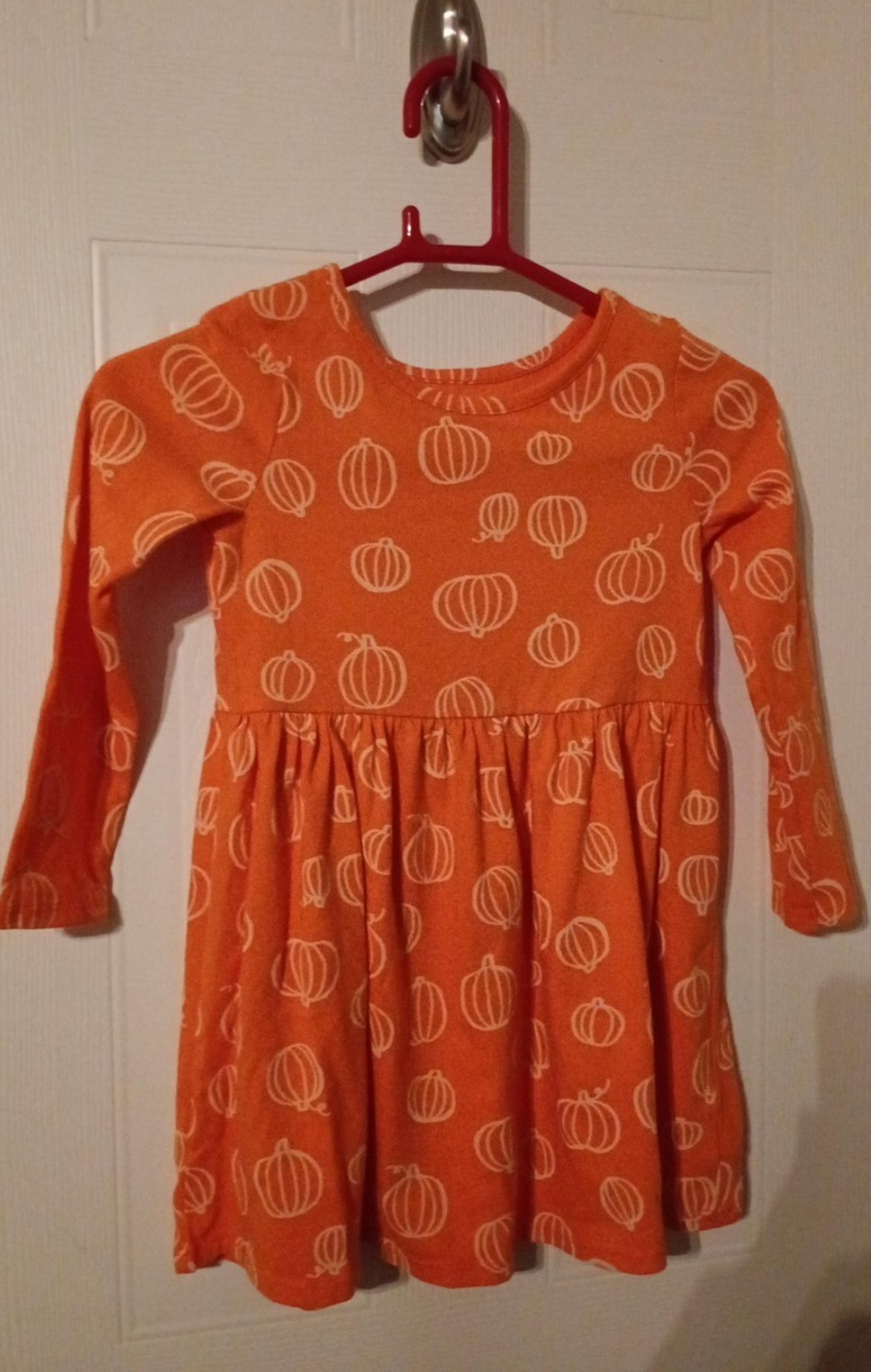 Cat & Jack Girls Size 5T Fall Halloween Pumpkin Thanksgiving Dress