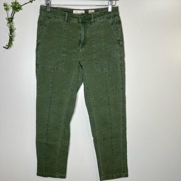 Anthropologie The Wanderer Green Embossed Crop Pants