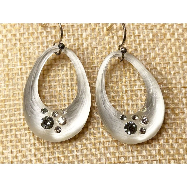 Alexis Bittar Lucite Crystal Open Drop Earrings in Soft White