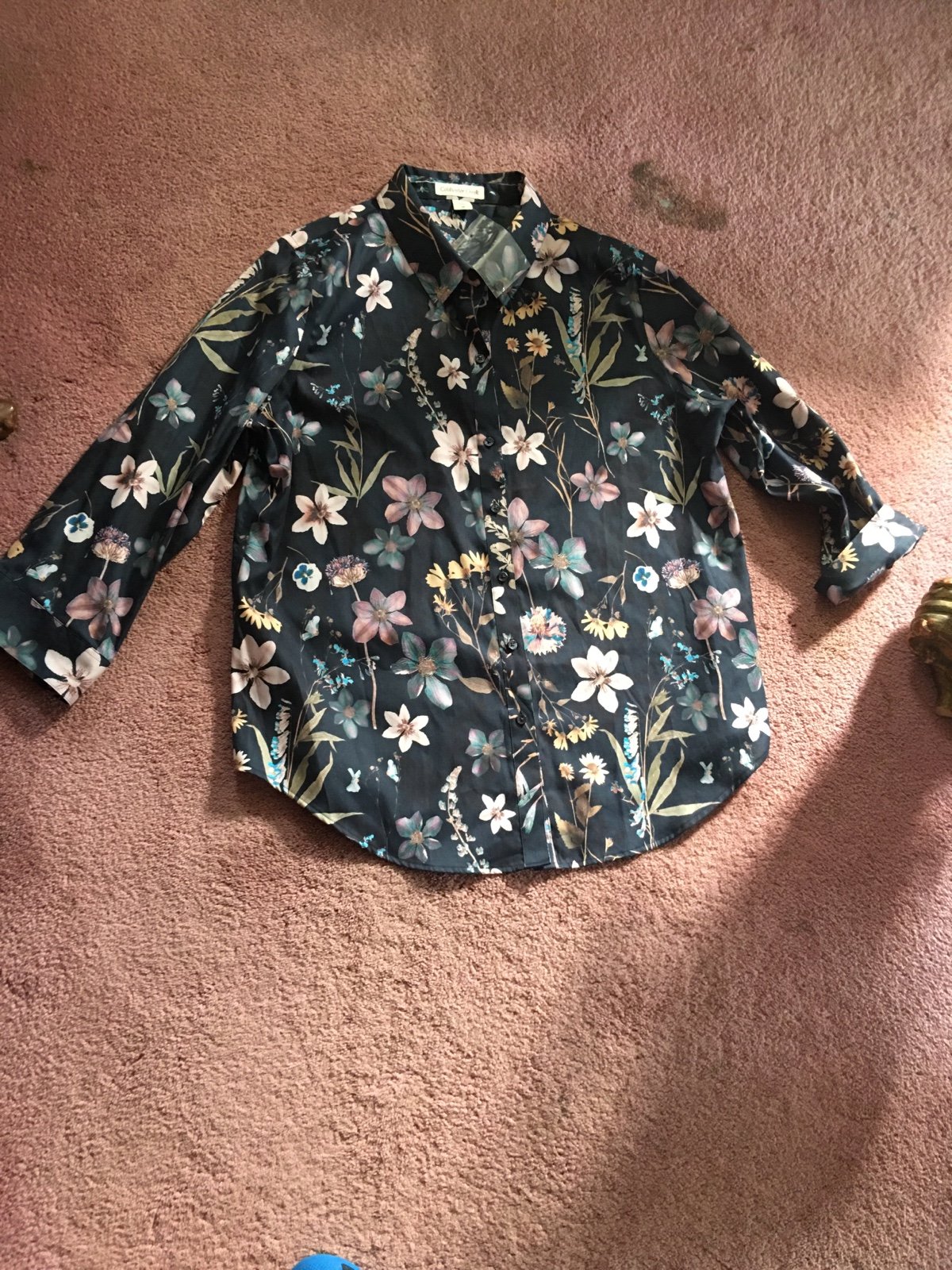 coldwater creek BlouseSize 14 .New .100% Cotton .Navy Blue and Black