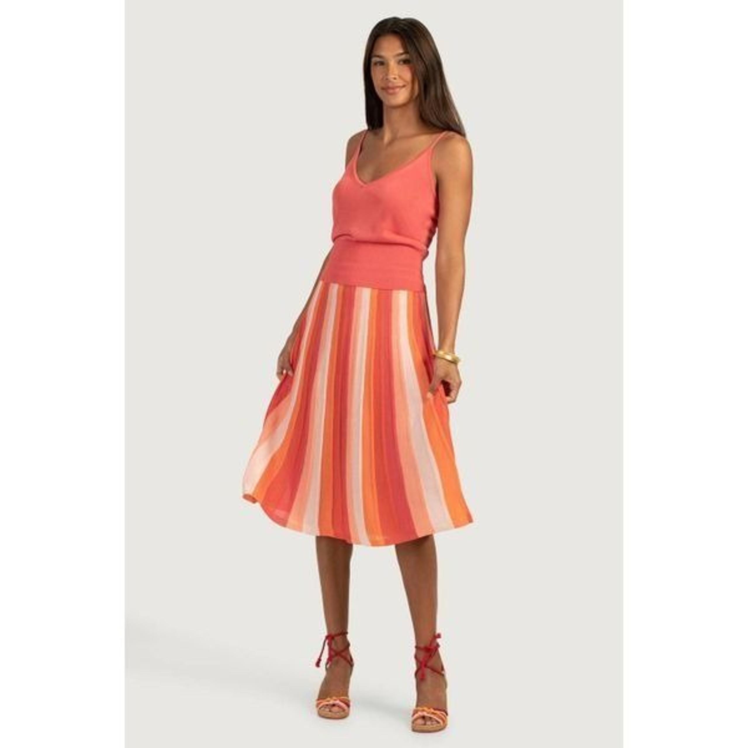 TRINA TURK Women's Large Grace Skirt Knit A -Line Stripes Career Comfort Workwea