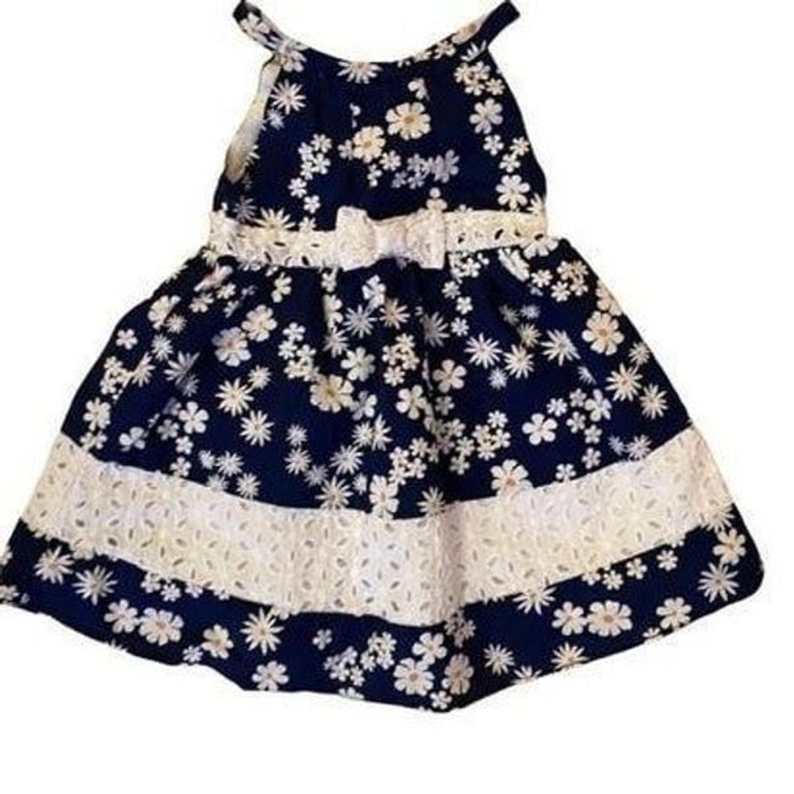 Penelope Mack baby girl daisy navy blue lace dress size 12 months