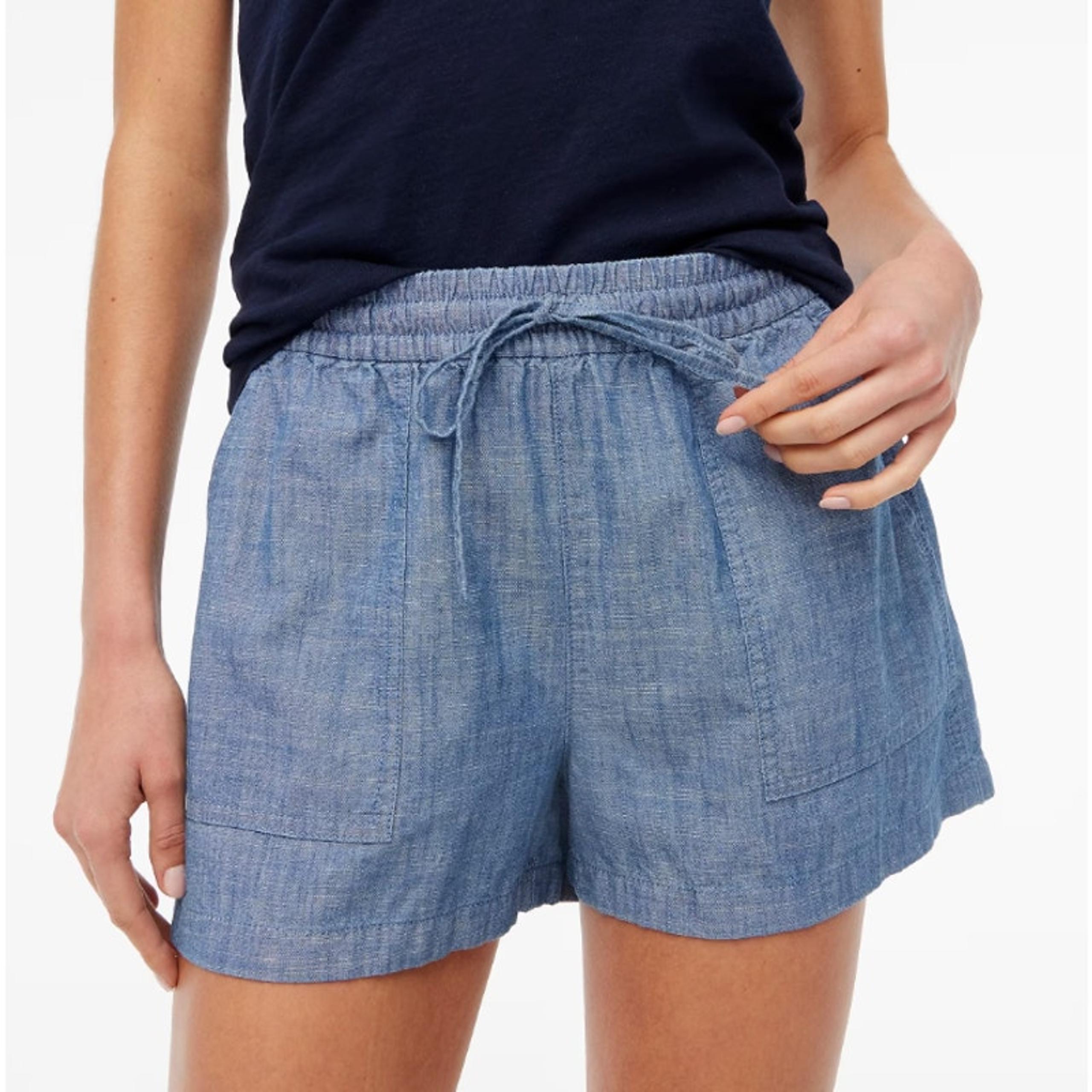 J.CREW Womens Chambray Shorts XXS Blue Wash Pull-On Drawstring AX923 NWT