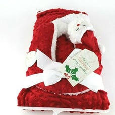 Huggable Friend Christmas Reversible Baby Blanket Santa Travel Pillow Red Plush