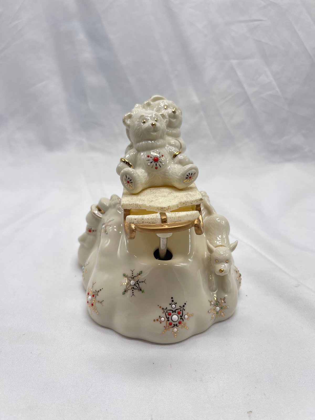 VTG Lenox China Jewels Teddies on Sleigh
