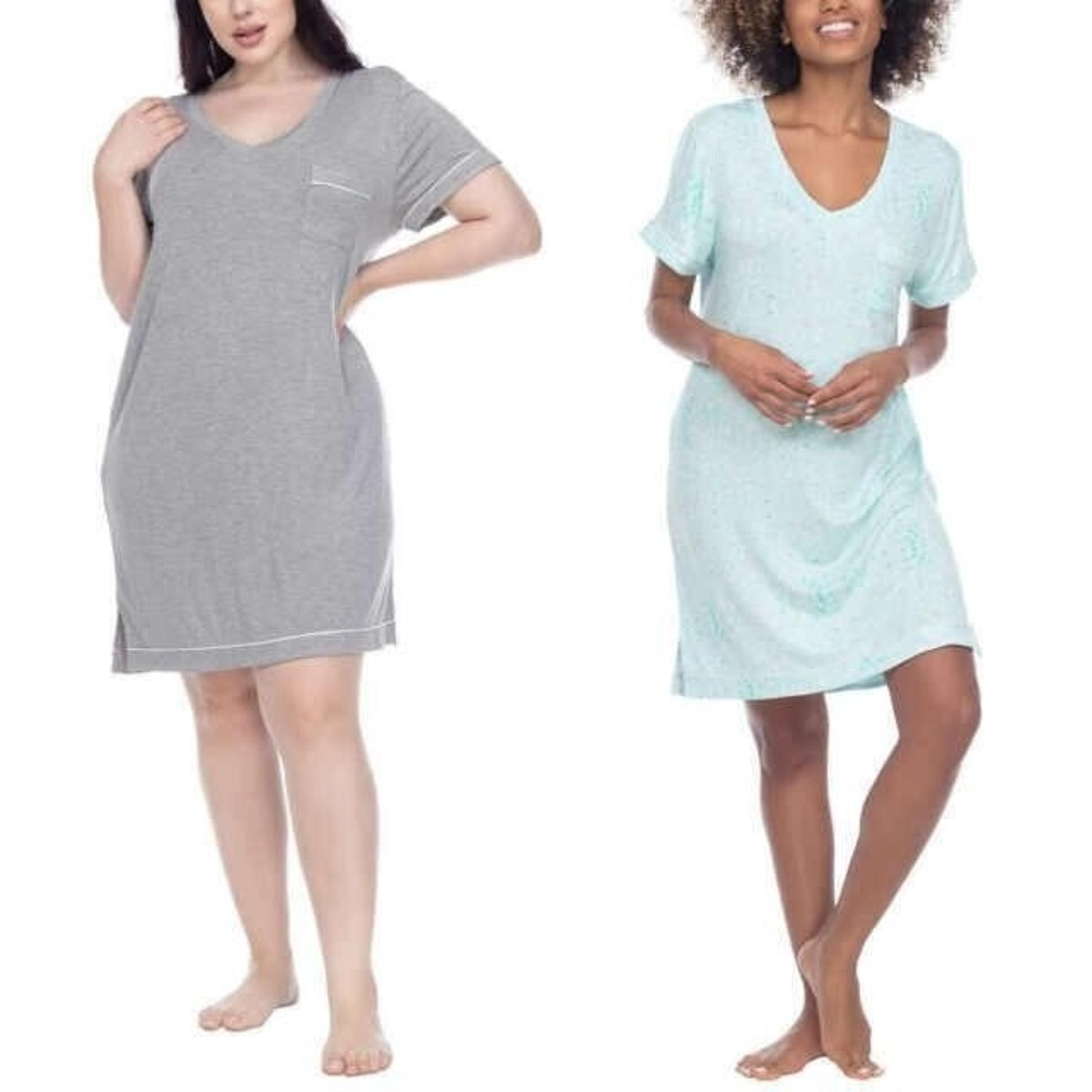 Honeydew Women's 2 pack Super Soft Jersey Sleep Shirt Gray/Blue Size M NEW