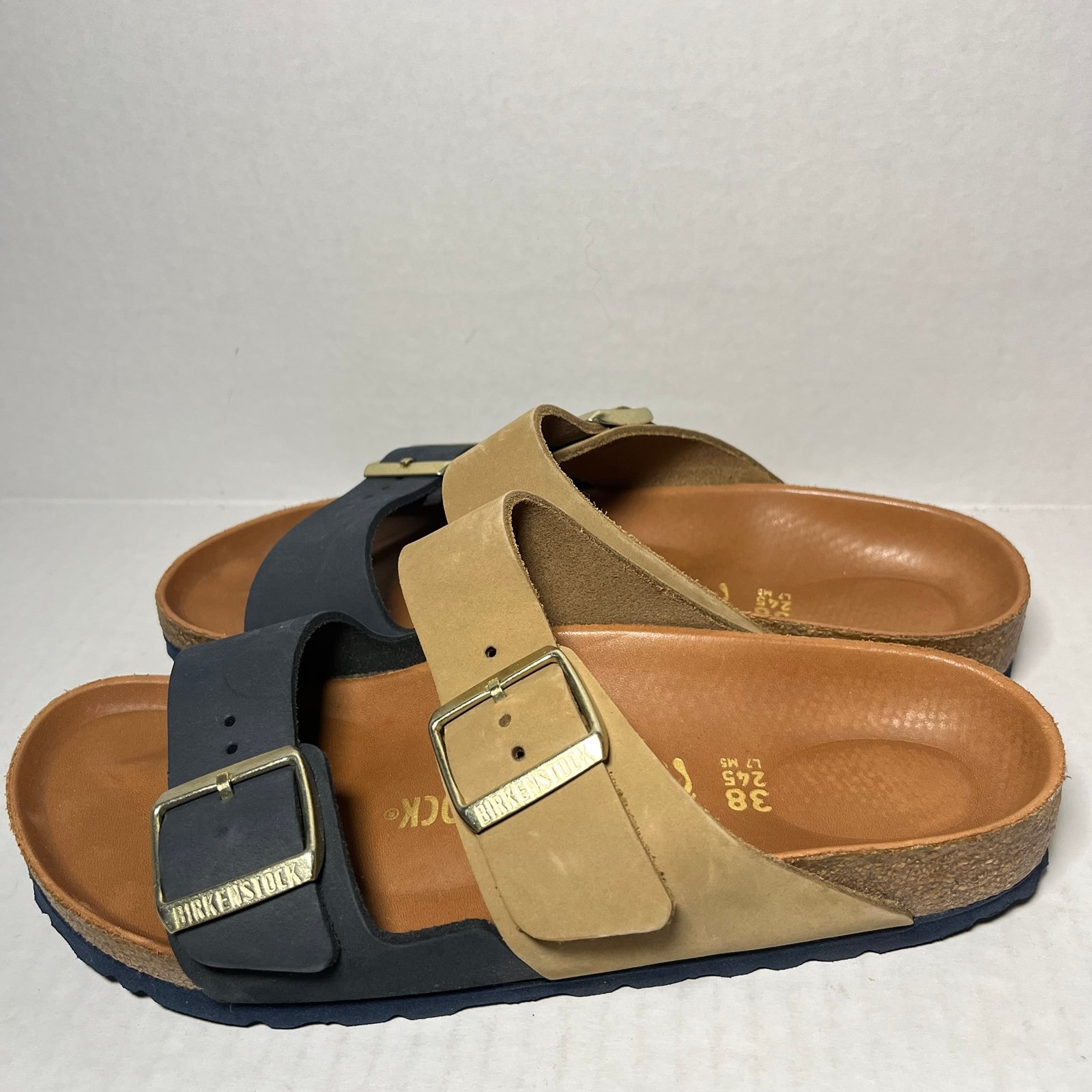 BIRKENSTOCK ARIZONA SPLIT IN MIDNIGHT MUD GREEN 38 Sandals
