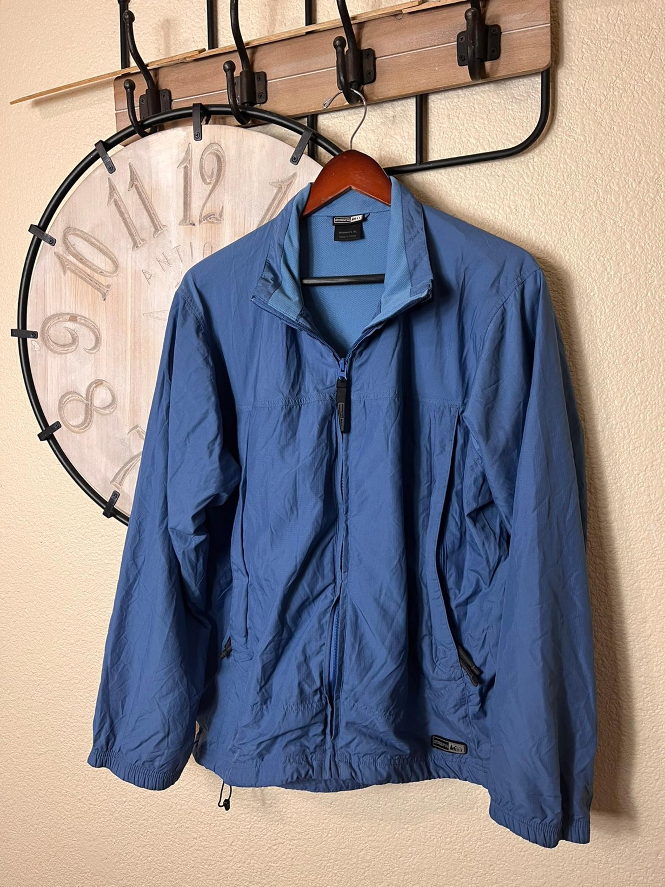 Womens lightweight REI windbreaker jacket full zip up xl blue