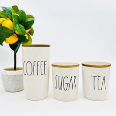 Rae Dunn Coffee, Tea, Sugar Cellar Set