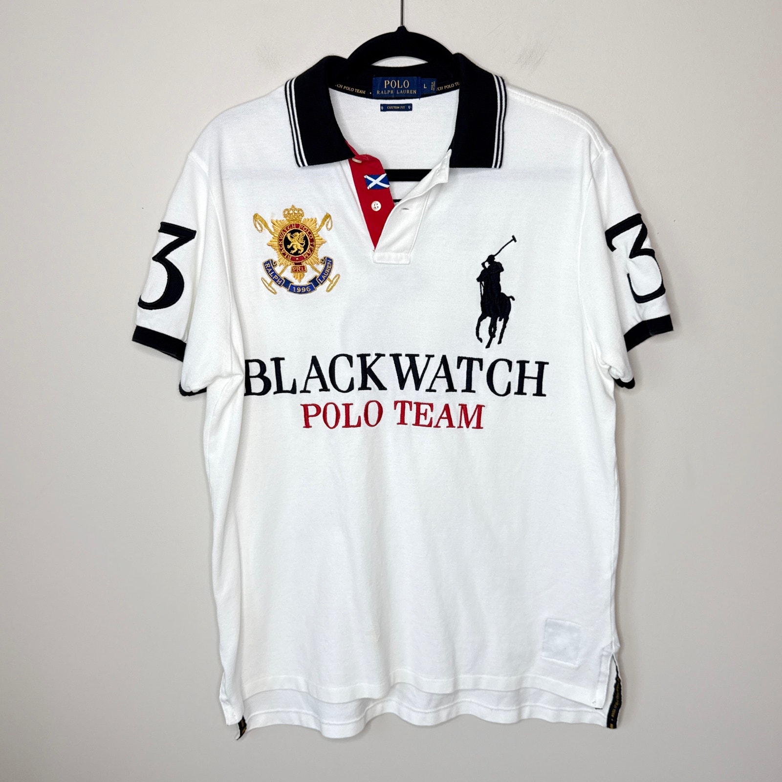 Polo Ralph Lauren Men's Blackwatch Polo Team #3 Embroidered Polo Shirt Large