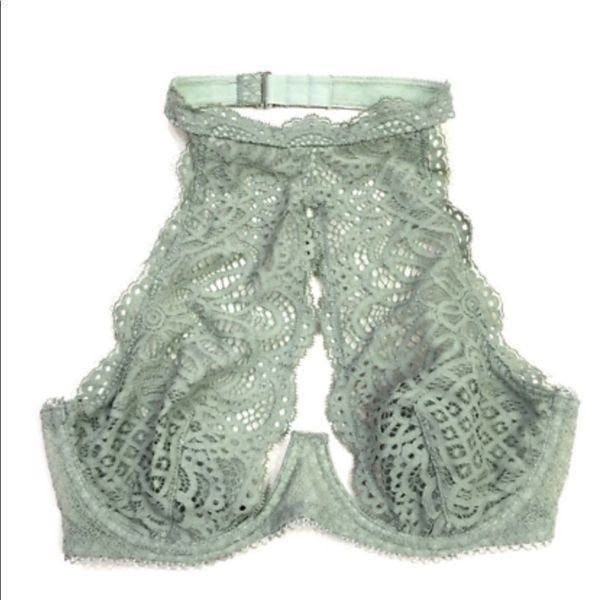 Victorias Secret Dream Angels Keyhole High Neck unlined demi Sexy Bra sage 32DD